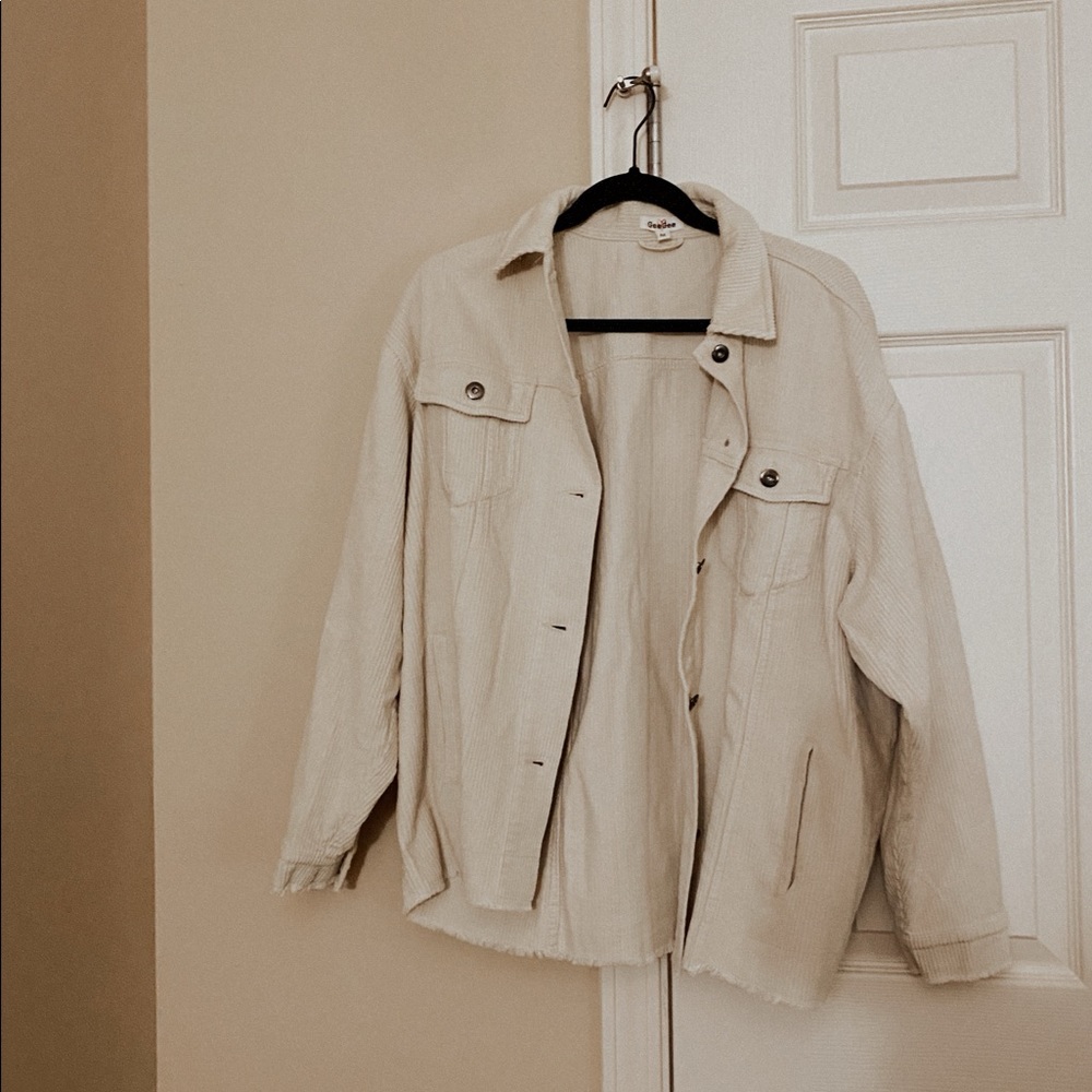 Ivory Cream Corduroy Button Up